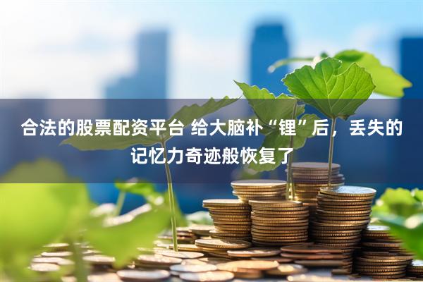 合法的股票配资平台 给大脑补“锂”后，丢失的记忆力奇迹般恢复了